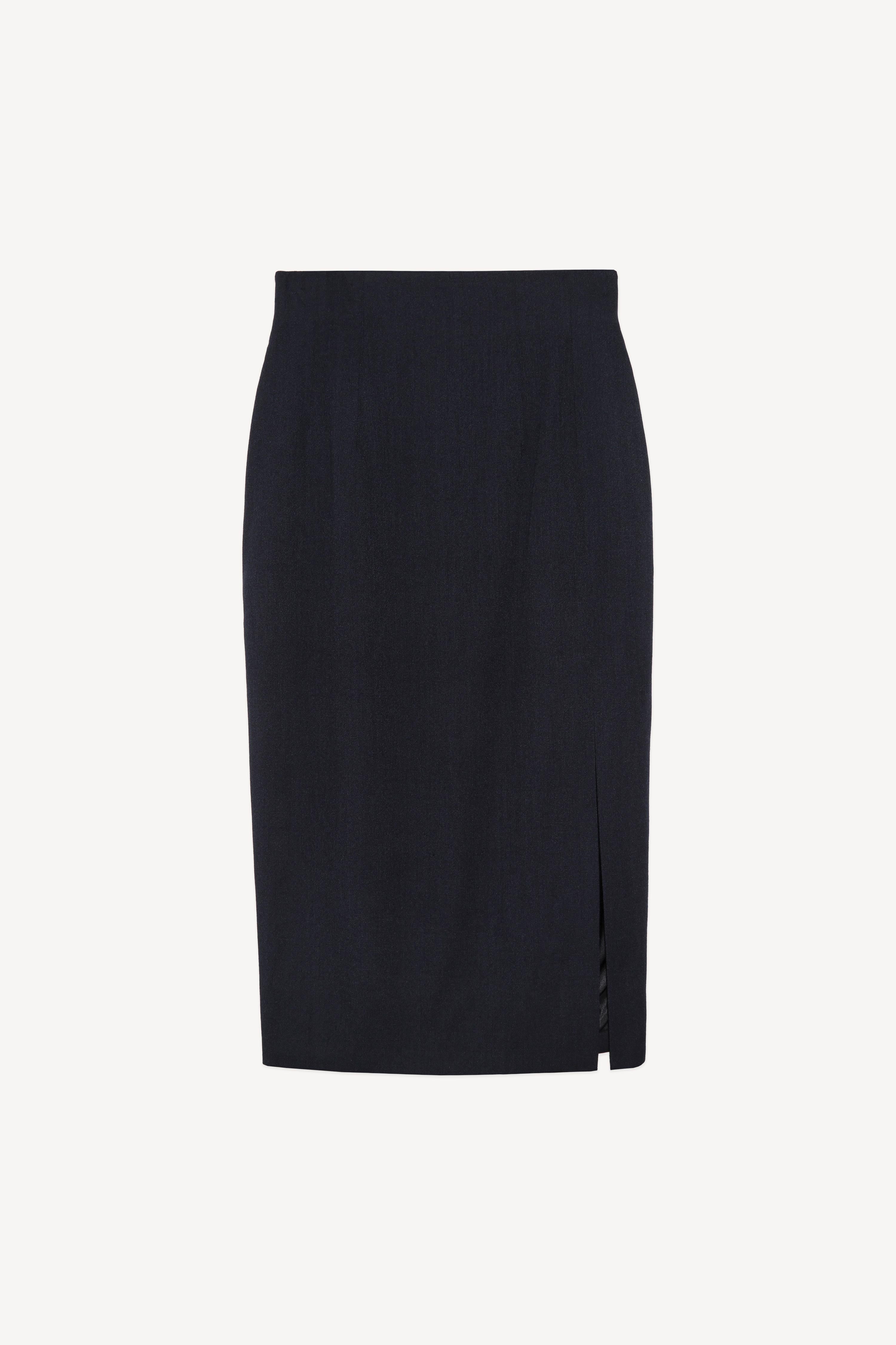 スカート Margaux Lonnberg Navy blue wool-blend Marlo skirt Margaux Lonnberg - Long fitted skirt - Elegantly draped