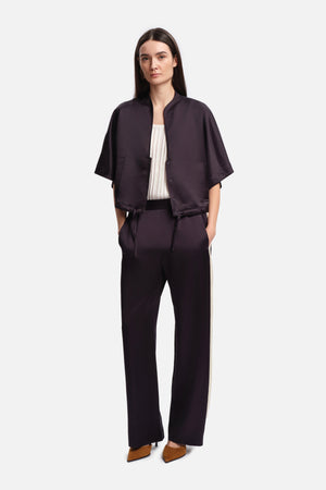ISHA Navy Satin Shirt