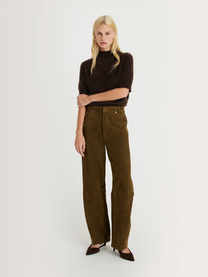EDGY Khaki Suede Pants
