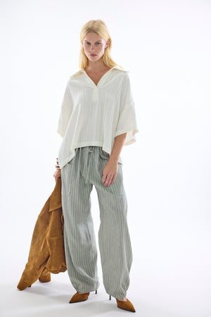 TATE Green Stripes Pants