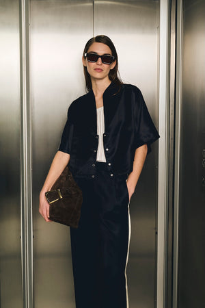 ISHA Navy Satin Shirt